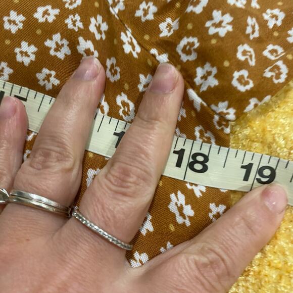 DRESS FORUM LA | Mustard White Floral Balloon Sleeve Dress Tiered | Size S - Picture 13 of 14